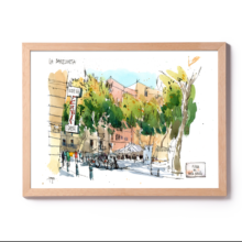 Barceloneta-pl-poeta-bosca-original-watercolor-print Barceloneta-pl-poeta-bosca-original-watercolor-print