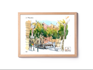Barceloneta-pl-poeta-bosca-original-watercolor-print