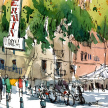 Barceloneta-pl-poeta-bosca-original-watercolor-print Barceloneta-pl-poeta-bosca-original-watercolor-print