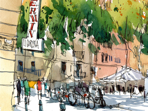 Barceloneta-pl-poeta-bosca-original-watercolor-print Barceloneta-pl-poeta-bosca-original-watercolor-print