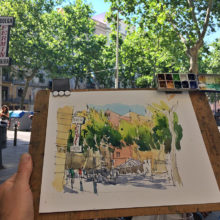 Barceloneta-pl-poeta-bosca-original-watercolor-print Barceloneta-pl-poeta-bosca-original-watercolor-print