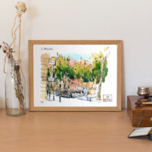 Barceloneta-pl-poeta-bosca-original-watercolor-print Barceloneta-pl-poeta-bosca-original-watercolor-print