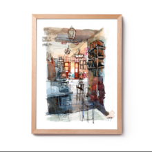 bar-raim-el-cubanito-original-watercolor-print-drawing-barcelona bar-raim-el-cubanito-original-watercolor-print-drawing-barcelona