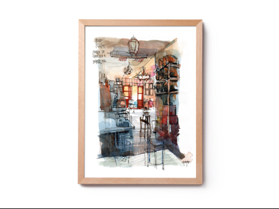 bar-raim-el-cubanito-original-watercolor-print-drawing-barcelona bar-raim-el-cubanito-original-watercolor-print-drawing-barcelona