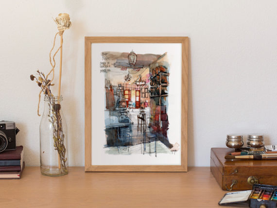 bar-raimbar-raim-el-cubanito-original-watercolor-print-drawing-barcelona bar-raim-el-cubanito-original-watercolor-print-drawing-barcelona