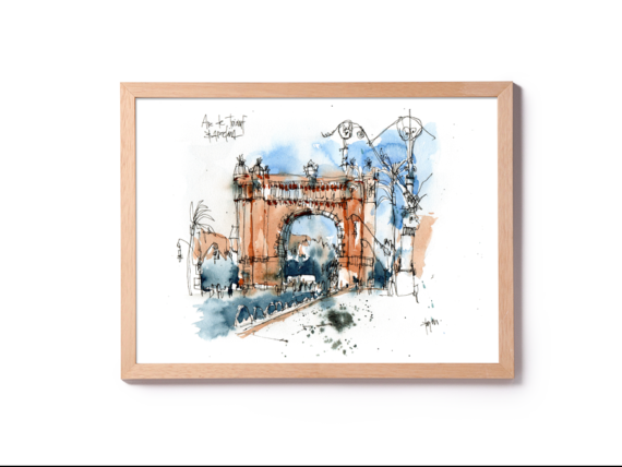 arc-de-triomf-original-watercolor-print-drawing-barcelona arc-de-triomf-original-watercolor-print-drawing-barcelona