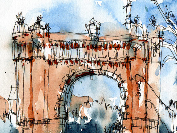 arc-de-triomf-original-watercolor-print-drawing-barcelona arc-de-triomf-original-watercolor-print-drawing-barcelona