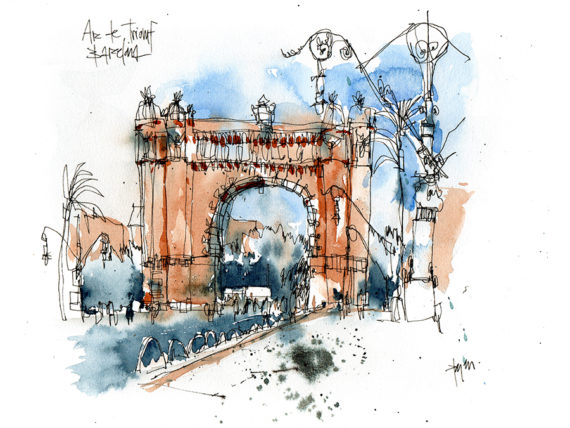 arc-de-triomf-original-watercolor-print-drawing-barcelona arc-de-triomf-original-watercolor-print-drawing-barcelona