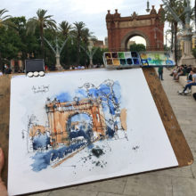 arc-de-triomf-original-watercolor-print-drawing-barcelona arc-de-triomf-original-watercolor-print-drawing-barcelona