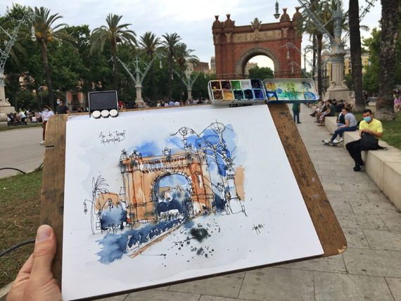 arc-de-triomf-original-watercolor-print-drawing-barcelona arc-de-triomf-original-watercolor-print-drawing-barcelona