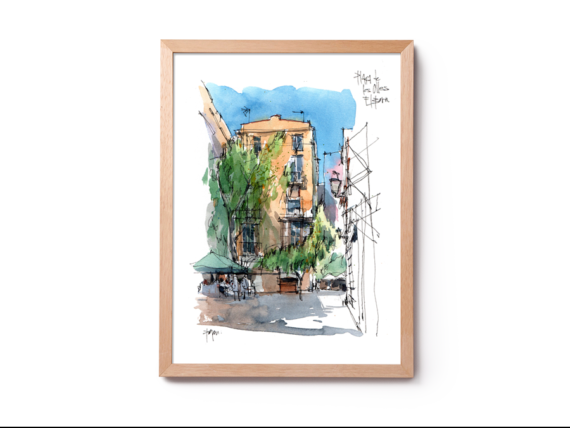 pl-de-les-olles-born-original-watercolor-print