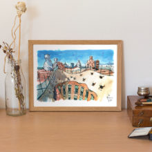 lapedrera-terrace-gaudi-watercolor lapedrera-terrace-gaudi-watercolor