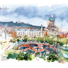plaça-catalunya-panorama-@drawingbarcelona