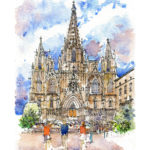 009 Catedral de Barcelona Watercolour Barcelona Daniel Pagans