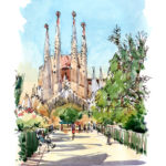 050 Sagrada Familia Naixament Gaudi Watercolor Barcelona Daniel Pagans