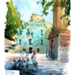 061 Plaça Vila de Gràcia Watercolor Barcelona Daniel Pagans