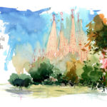 074 Sagrada Família Llac Watercolor Barcelona Daniel Pagans